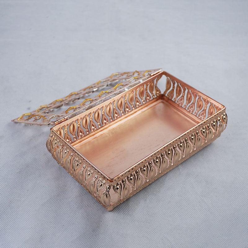 Decorative Rhinestones Crystal & Designed Borders Iron Tissue Box Holder Centrepiece