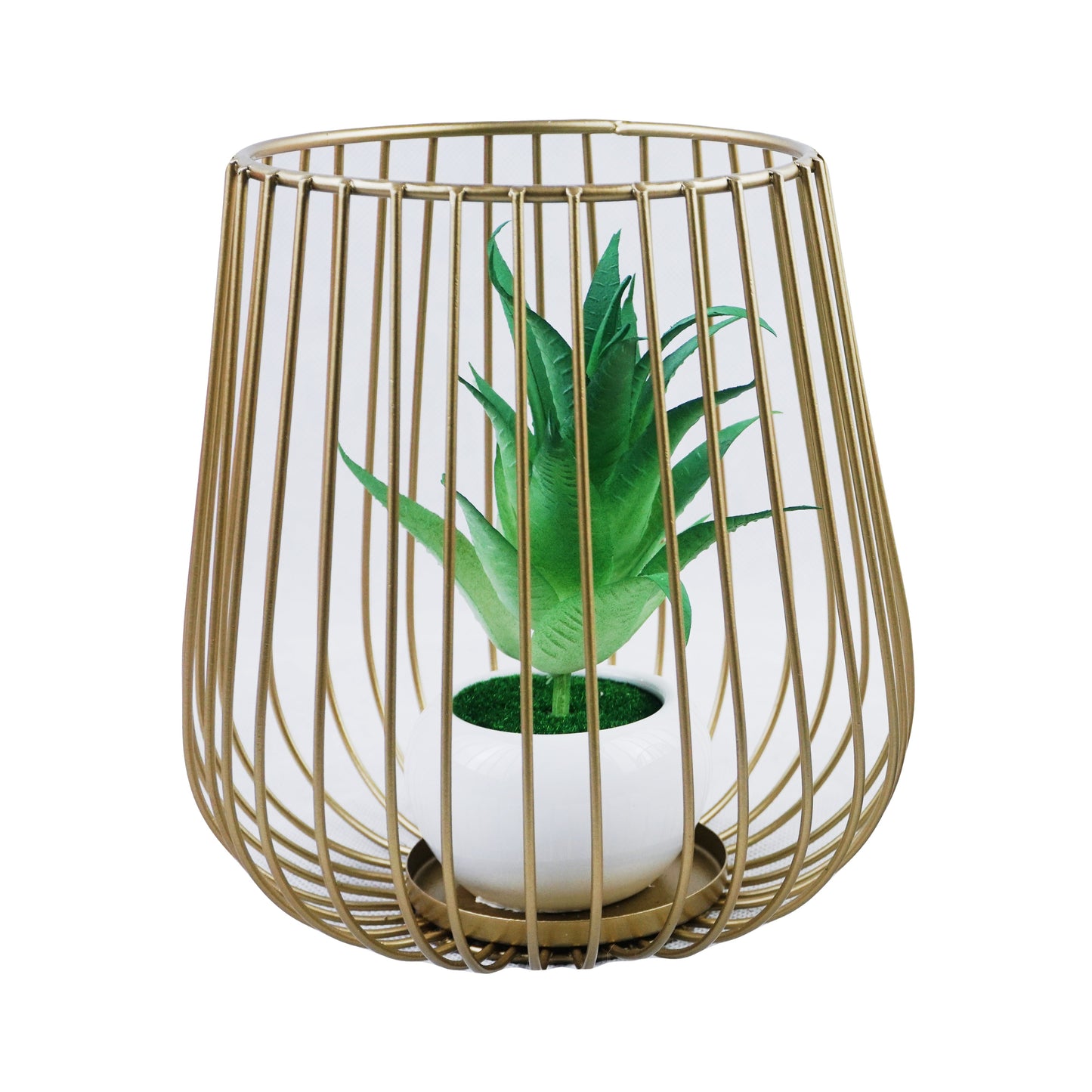 Wall Lamp Shape Iron Decoration Centrepiece Stand with Mini Artificial Plant Pot Big