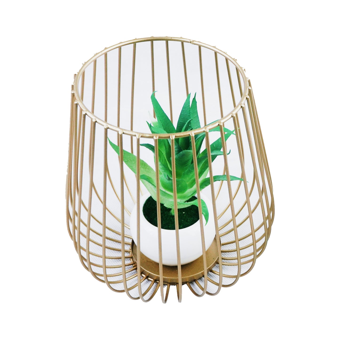 Wall Lamp Shape Iron Decoration Centrepiece Stand with Mini Artificial Plant Pot Big