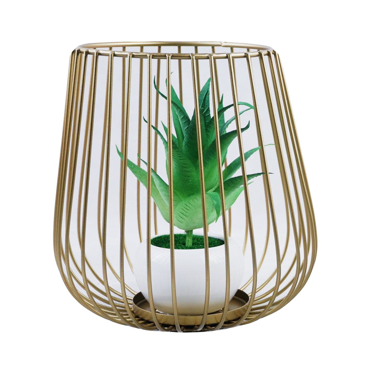 Wall Lamp Shape Iron Decoration Centrepiece Stand with Mini Artificial Plant Pot Big
