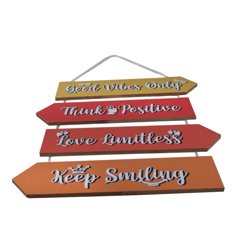 'Good Vibes Only, Think Positive..' Inspirational Quotes Wooden Wall Hanging Decor