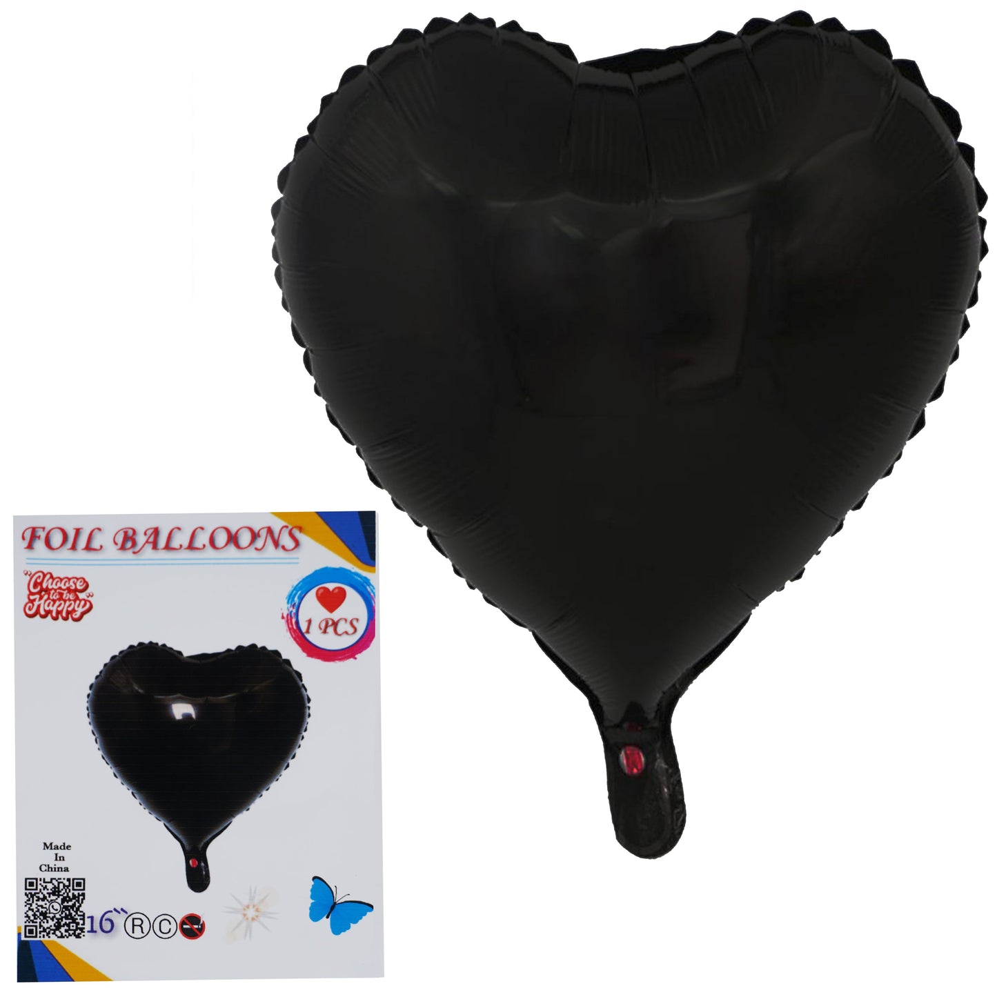 16 Inch Black Heart Shape Foil Balloon For Party Decoration