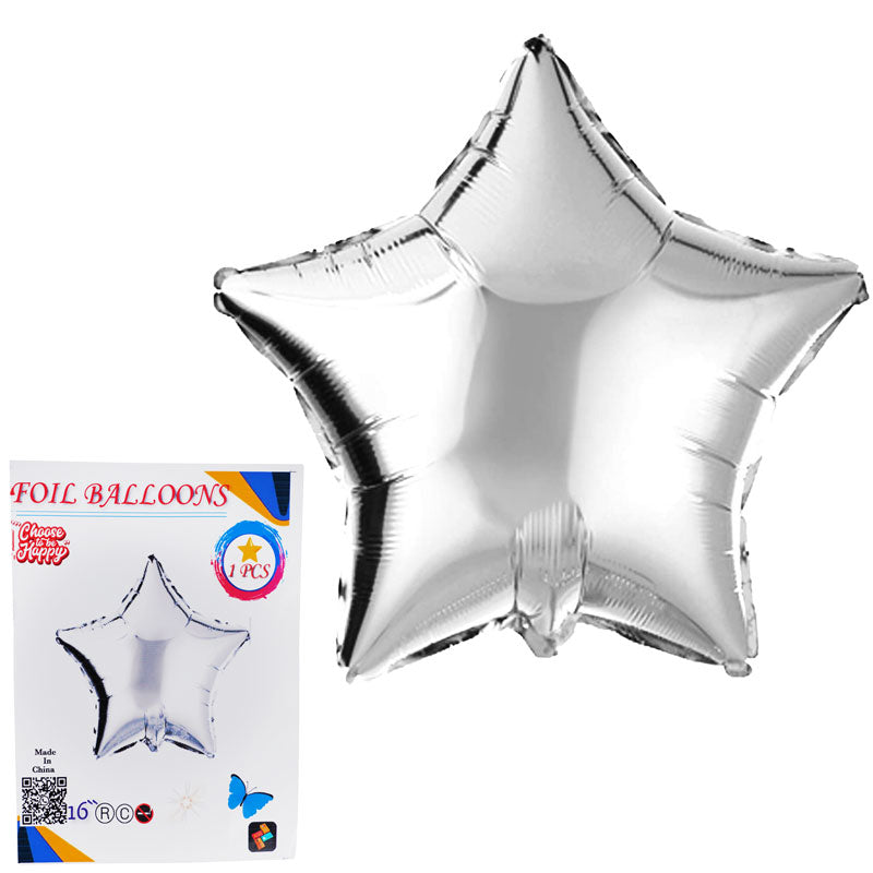 16 Inch Silver Star Shape Foil Balloon For Party Decoration