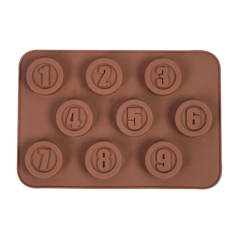 Round Shape Numbers Silicone Chocolate Mold 9 Cavity