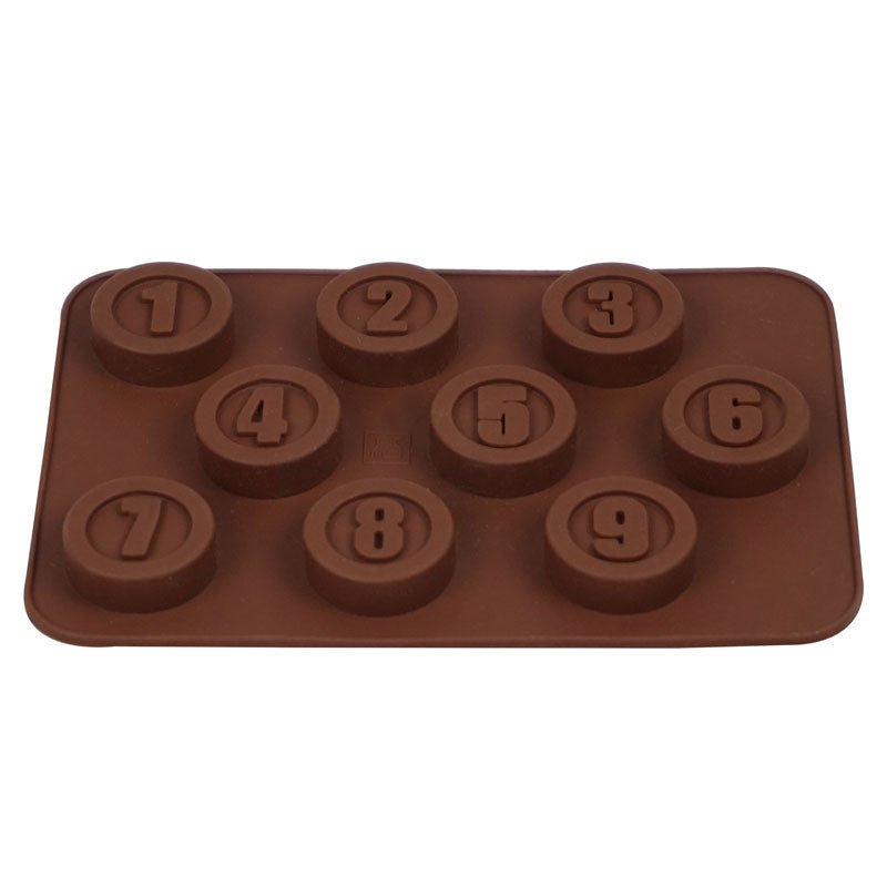 Round Shape Numbers Silicone Chocolate Mold 9 Cavity