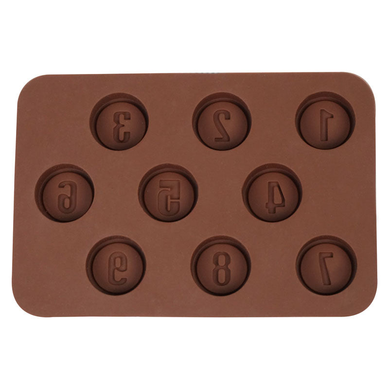 Round Shape Numbers Silicone Chocolate Mold 9 Cavity