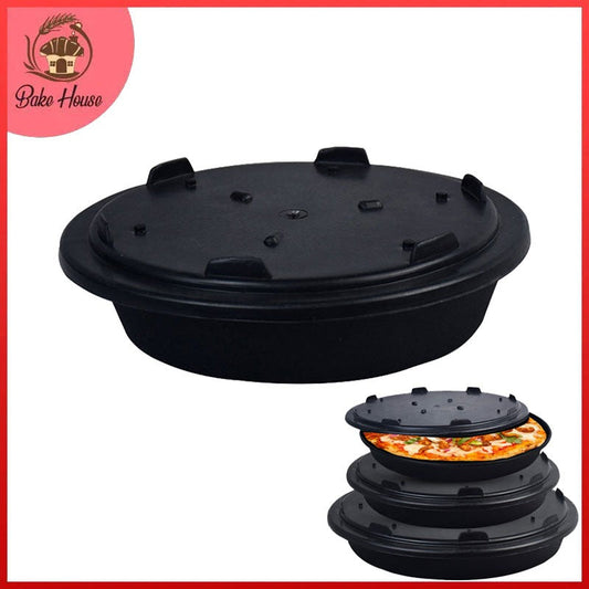 Pizza Pan Non Stick Iron 7 Inch with Plastic Lid
