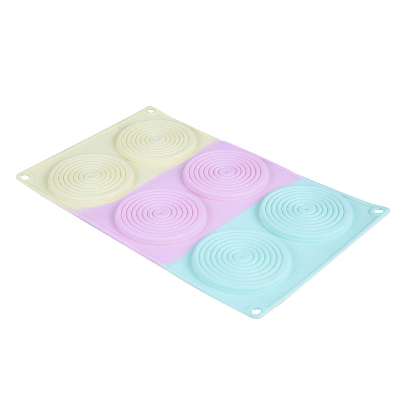 Spiral Round Fondant Chocolate Dessert Cookie Silicone Mold 6 Cavity