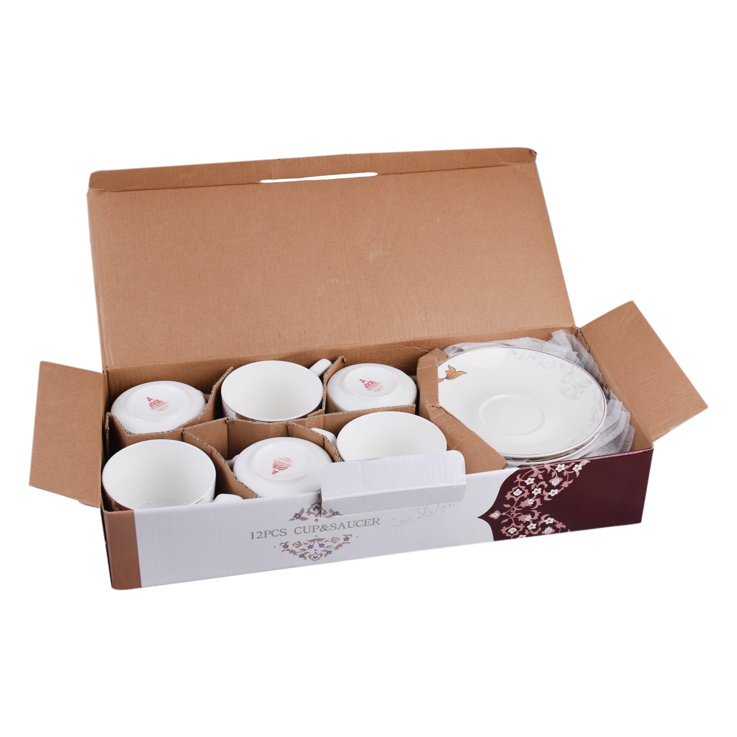 Tea, Coffee Drinking Cups And Saucers 12 Pcs Set (Design 02)