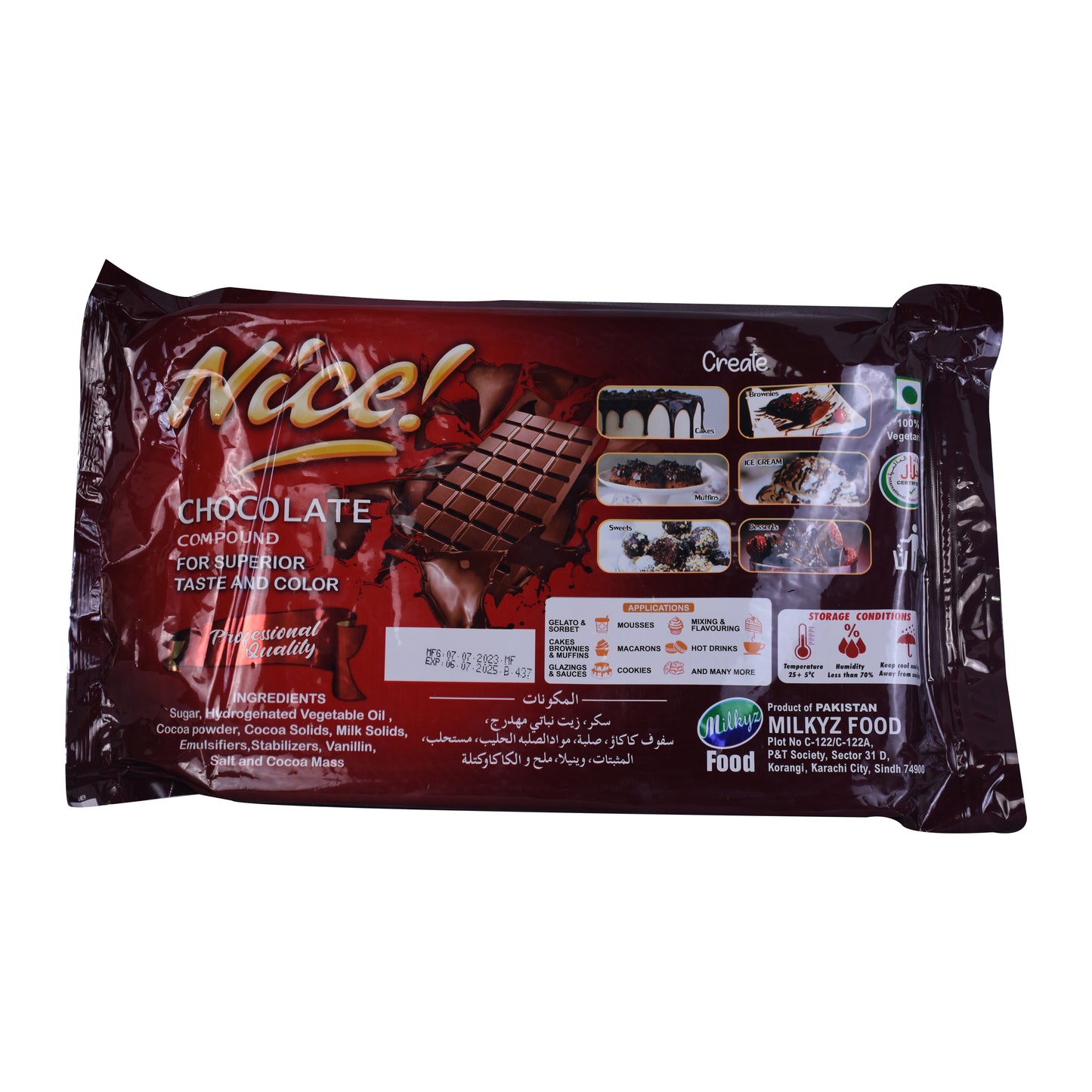 Milkyz Food Nice Dark Chocolate Compound 2KG Slab