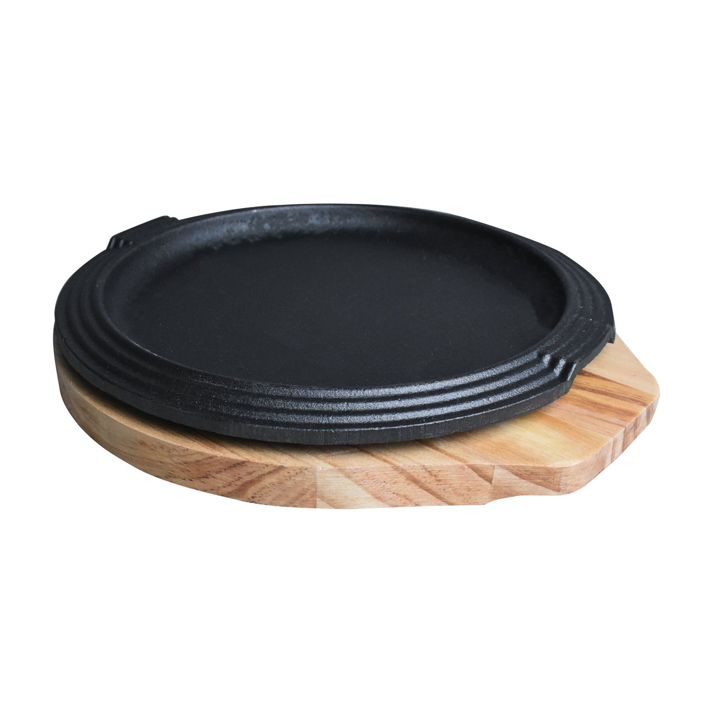 Round Cast Iron Sizzler Plate 19cm With Wooden Base