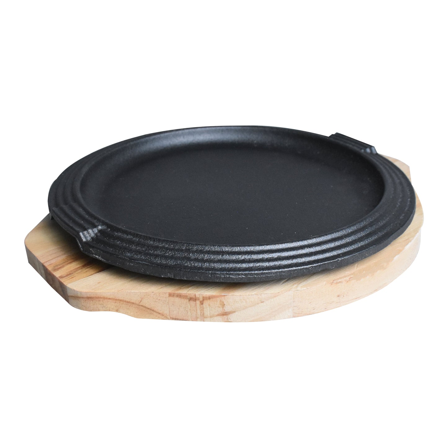 Round Cast Iron Sizzler Plate 19cm With Wooden Base
