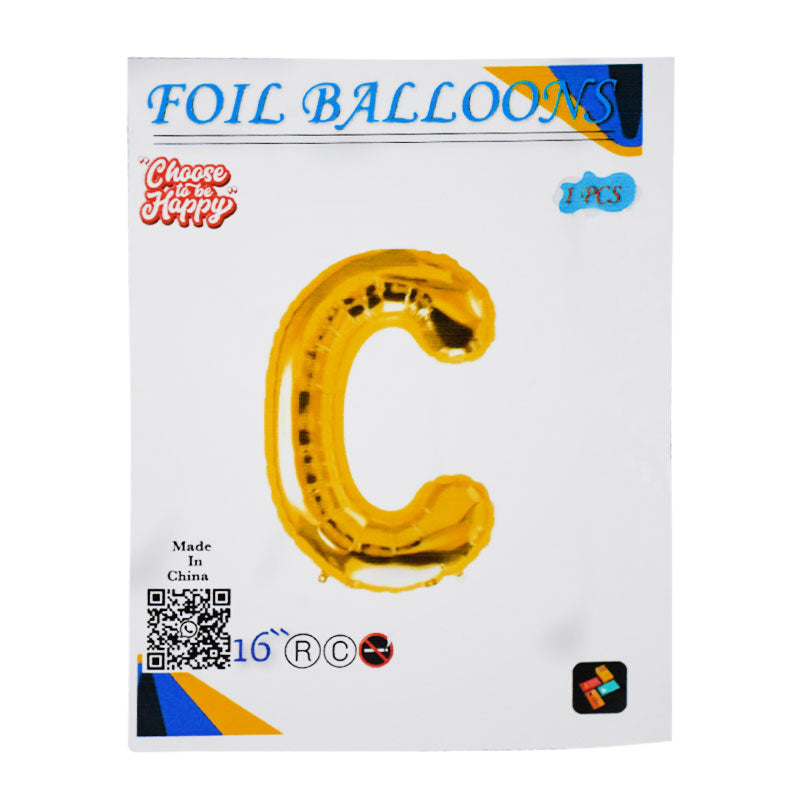 16 Inch Golden Alphabet C Letter Foil Balloon for Party Decoration