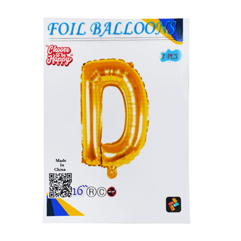 16 Inch Golden Alphabet D Letter Foil Balloon for Party Decoration