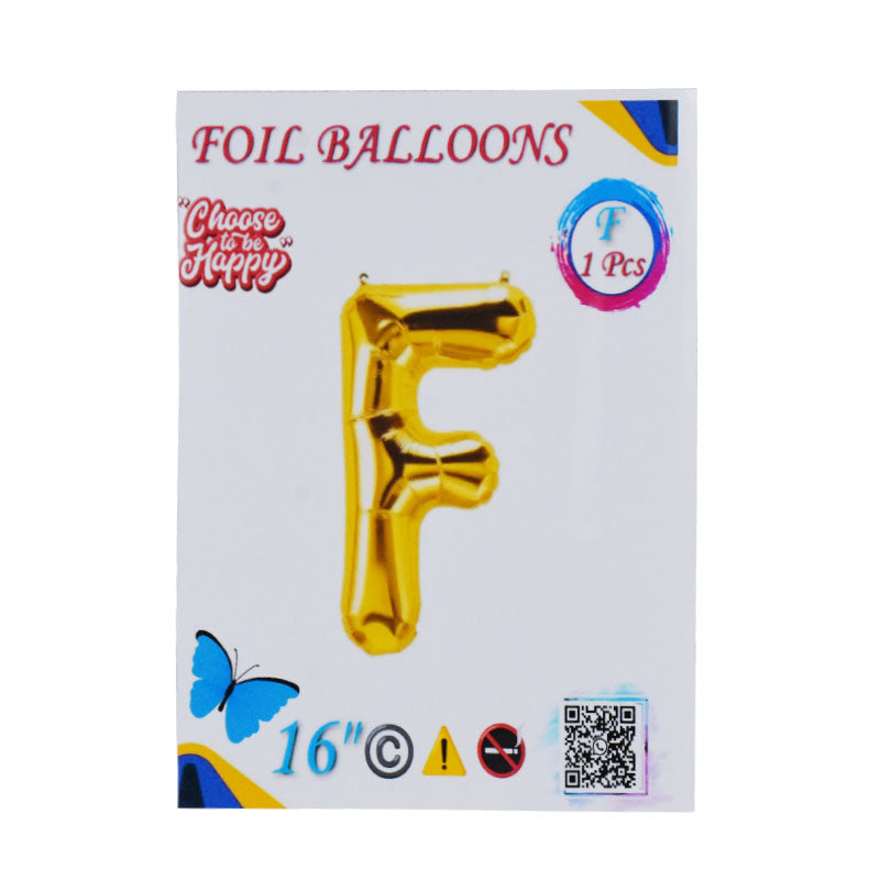 16 Inch Golden Alphabet F Letter Foil Balloon for Party Decoration