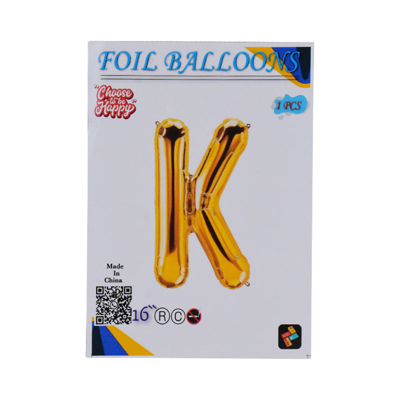 16 Inch Golden Alphabet K Letter Foil Balloon for Party Decoration