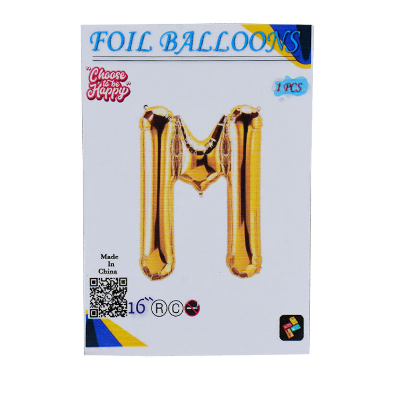 16 Inch Golden Alphabet M Letter Foil Balloon for Party Decoration