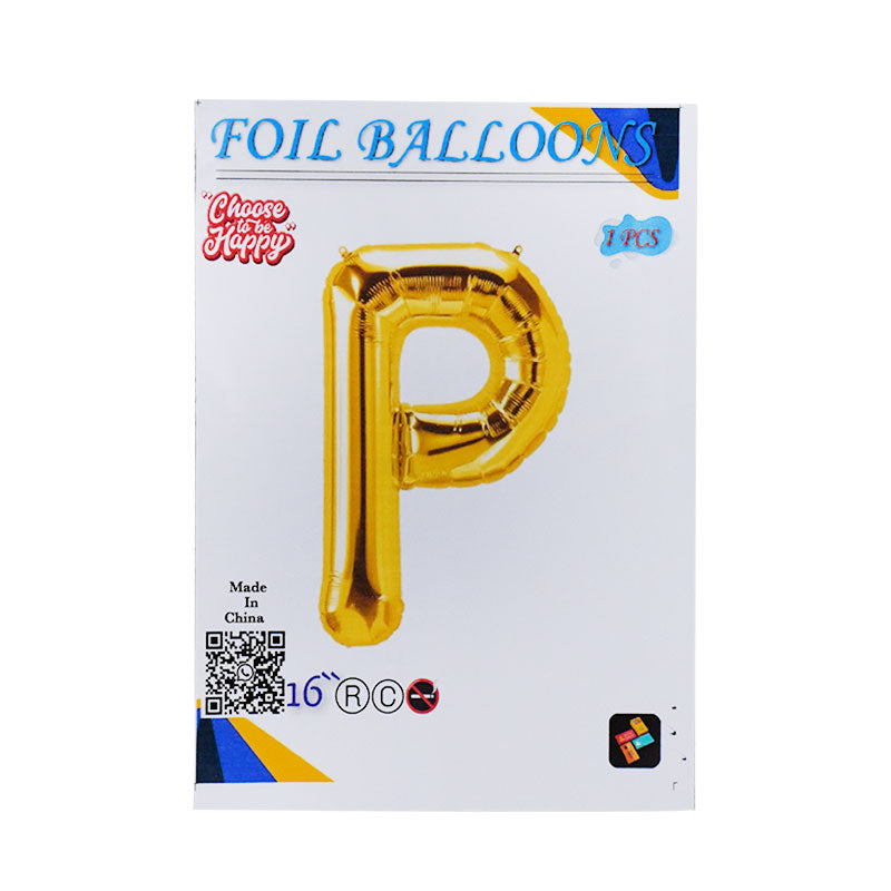 16 Inch Golden Alphabet P Letter Foil Balloon for Party Decoration