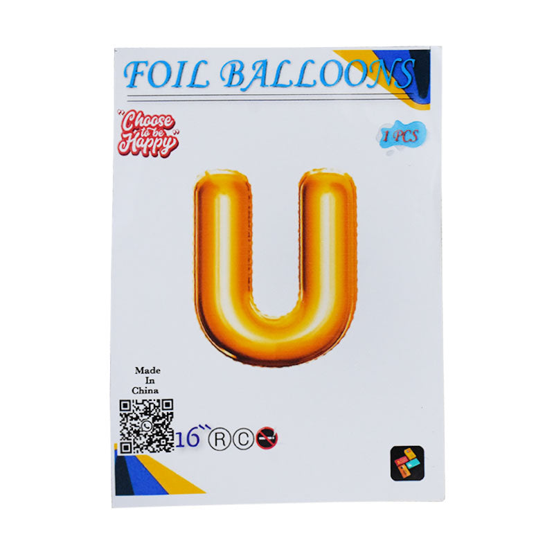 16 Inch Golden Alphabet U Letter Foil Balloon for Party Decoration