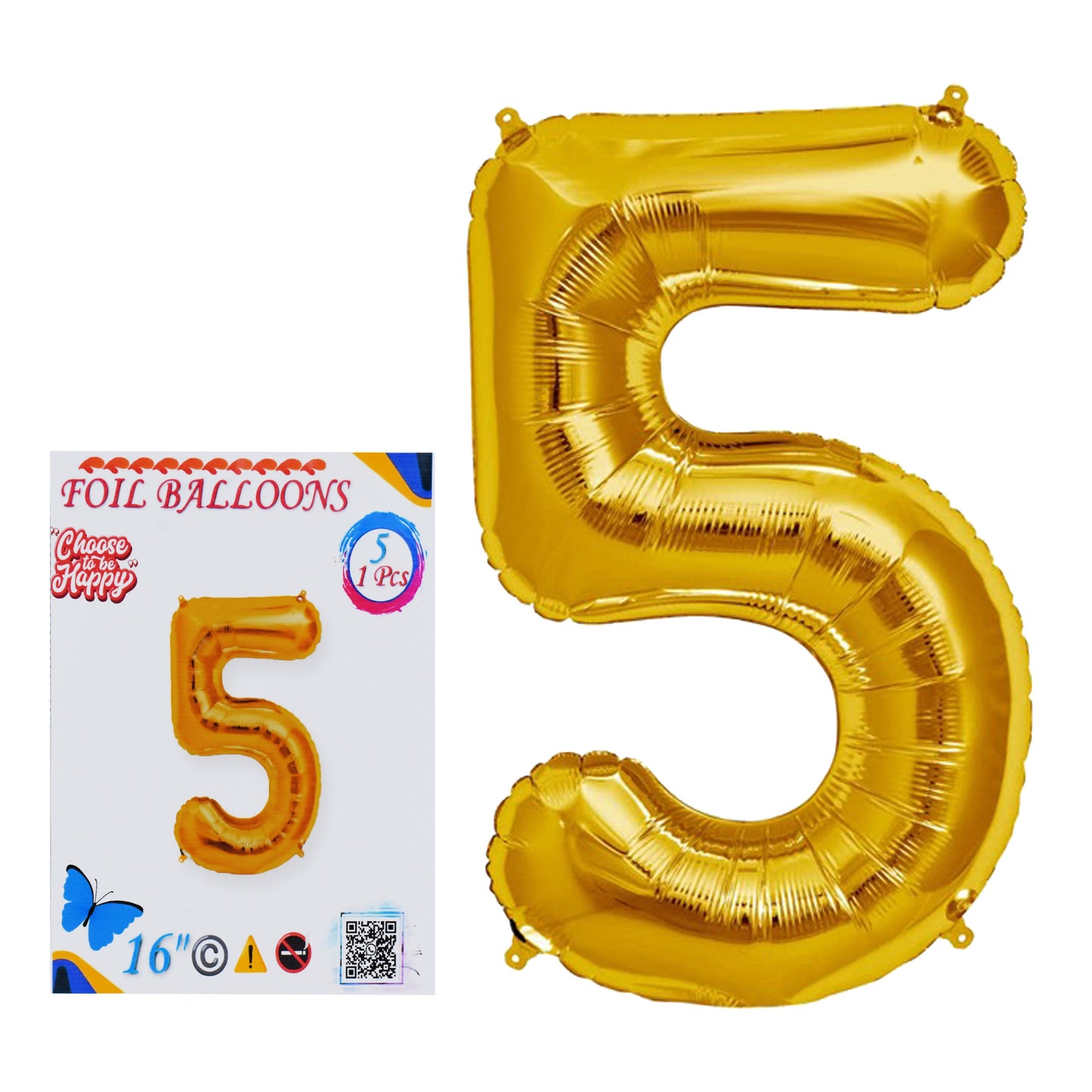 16 Inch Golden Number 5 Foil Balloon for Party Decoration