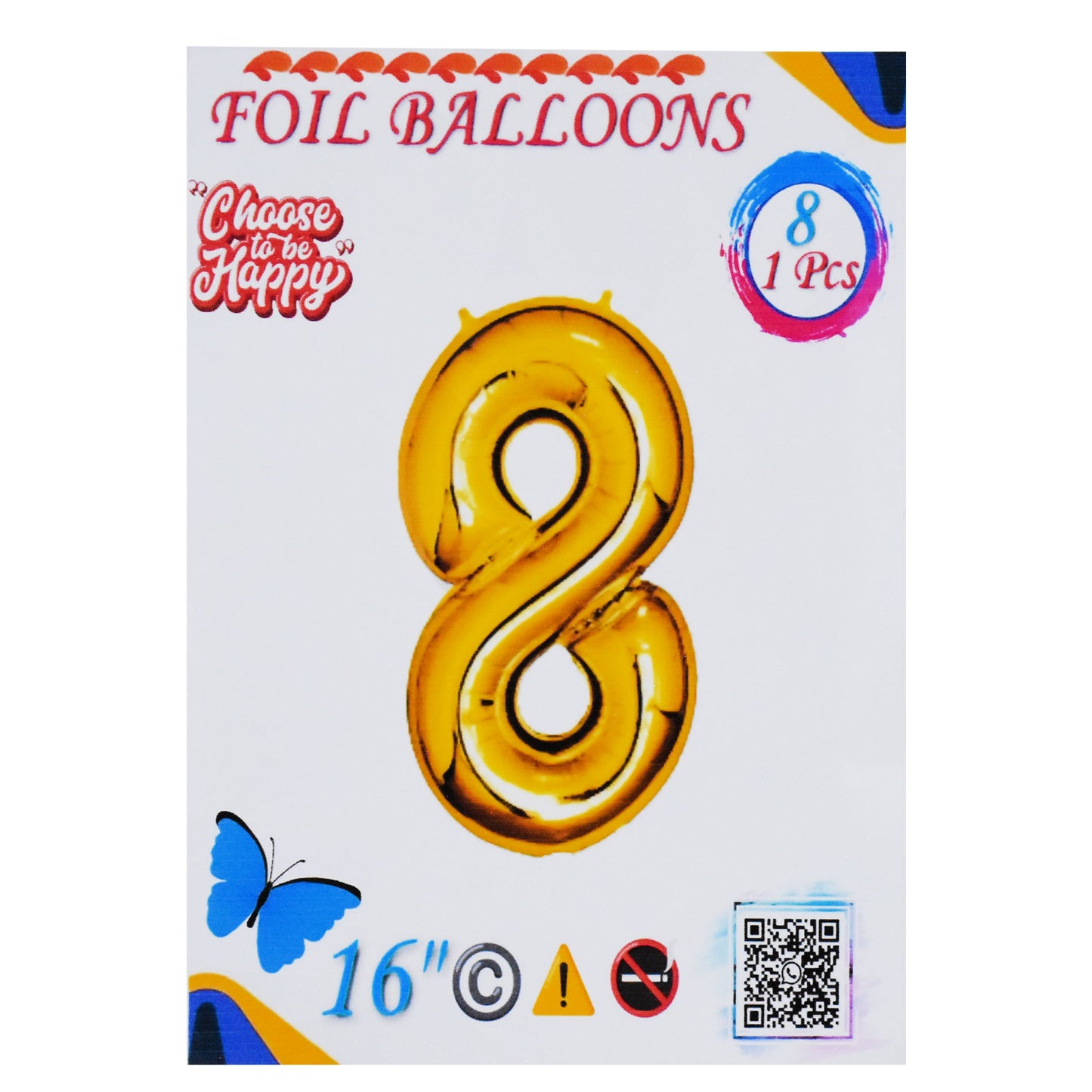 16 Inch Golden Number 8 Foil Balloon for Party Decoration