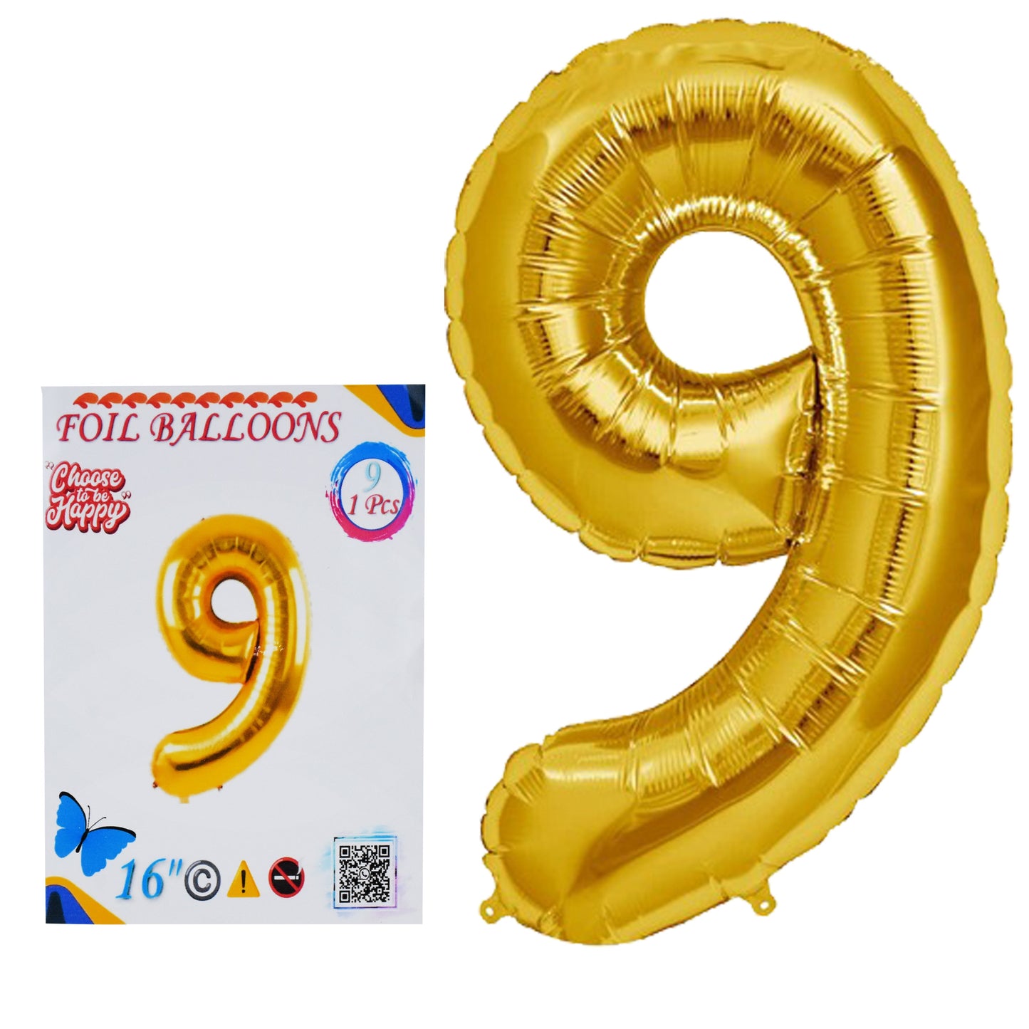 16 Inch Golden Number 9 Foil Balloon for Party Decoration