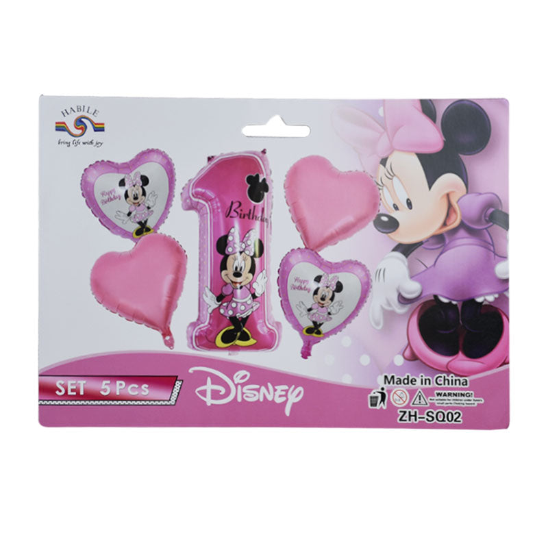 1st Birthday Disney Minnie Mouse Foil Balloon 5 Pcs Set For Birthday Party Decoration