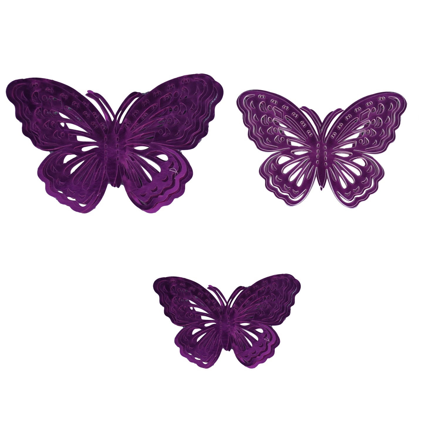3D Shocking Pink Color Butterflies For Decoration 12 Pcs Pack