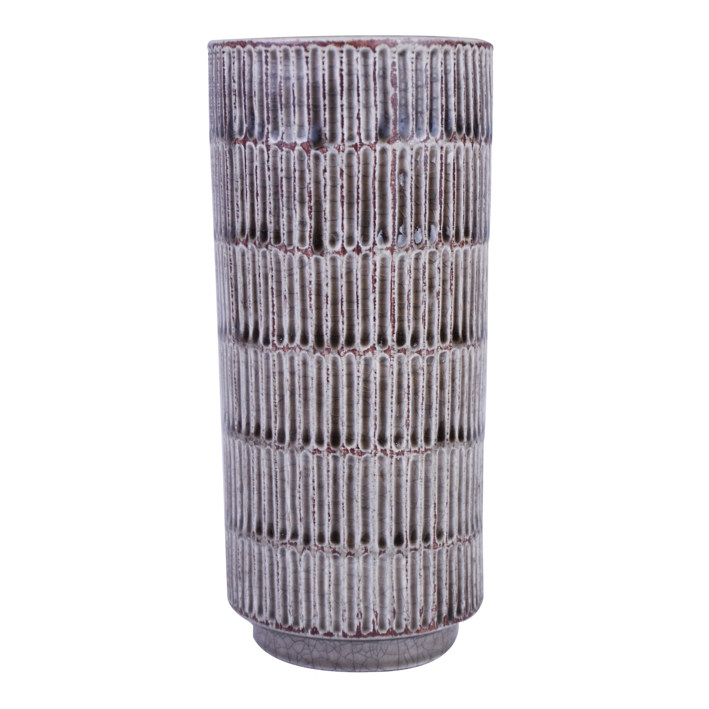 Ridged Textured Cylinder Shape Ceramic Home Decoration Flower Vase