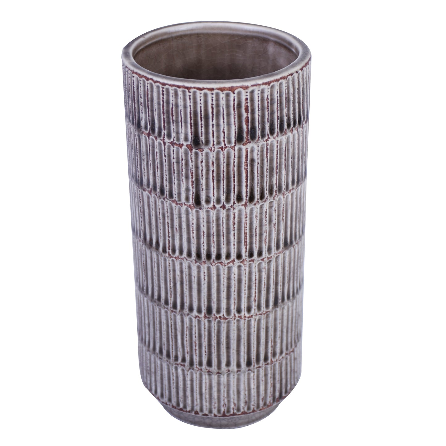 Ridged Textured Cylinder Shape Ceramic Home Decoration Flower Vase