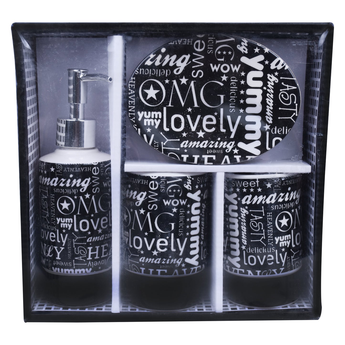 Food Praising Words 4 Pcs Ceramic Bathroom Accessories Set