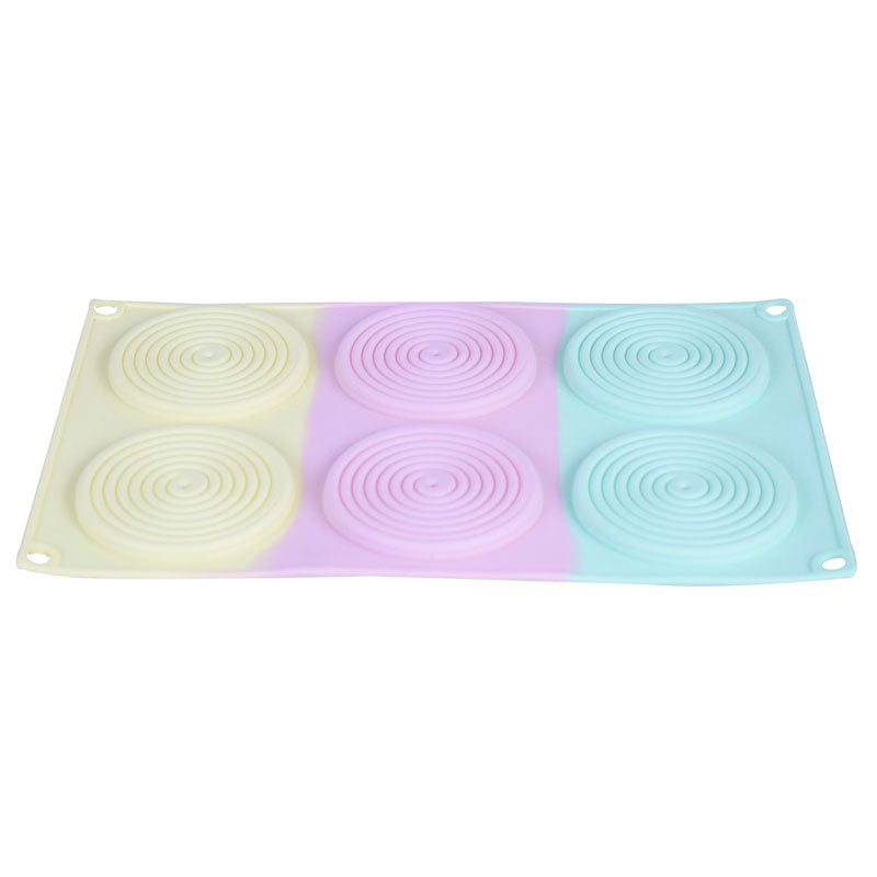 Spiral Round Fondant Chocolate Dessert Cookie Silicone Mold 6 Cavity