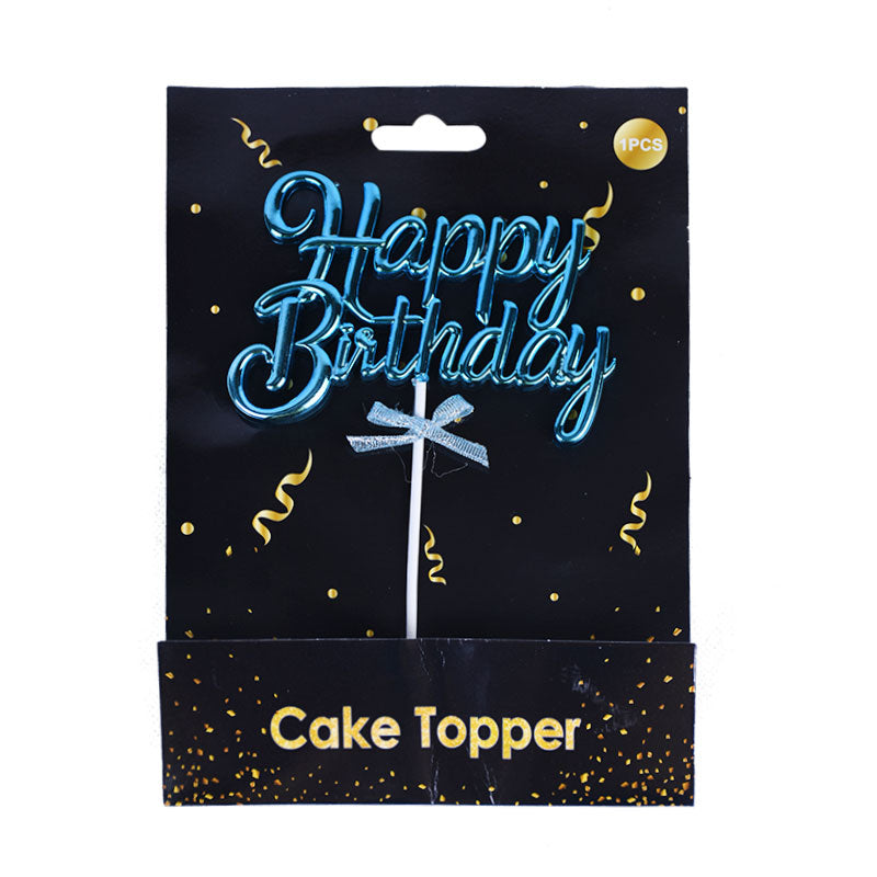 Happy Birthday Cake Topper Blue