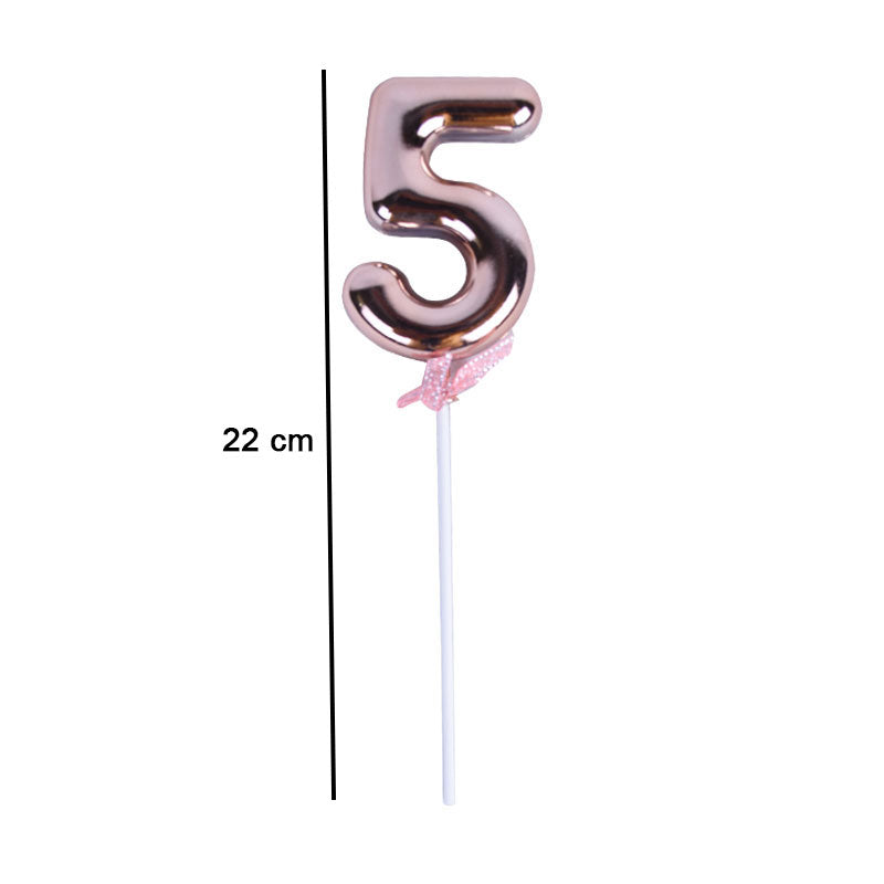 Birthday Anniversary Cake Decoration Number Topper 5 (Five) Copper