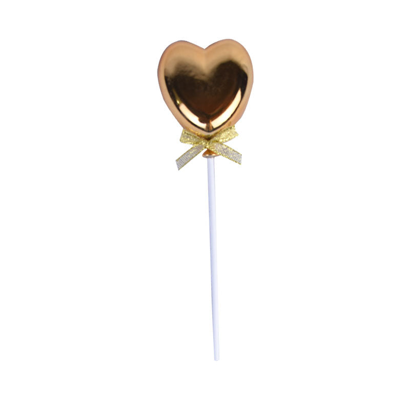 Golden Heart Cake Topper for Birthday, Anniversary, and Wedding Cake Decoration
