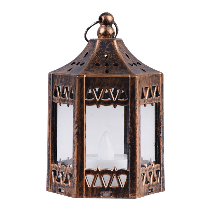 LED Candle Hexagon Hut Small Lantern Hanging and Centerpiece Decor