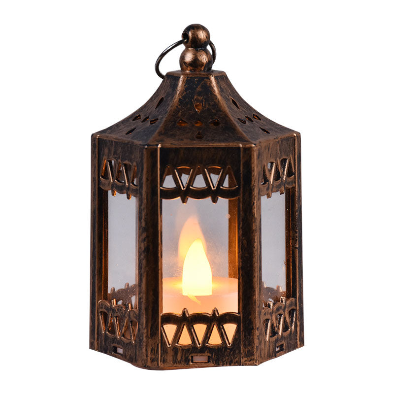 LED Candle Hexagon Hut Small Lantern Hanging and Centerpiece Decor