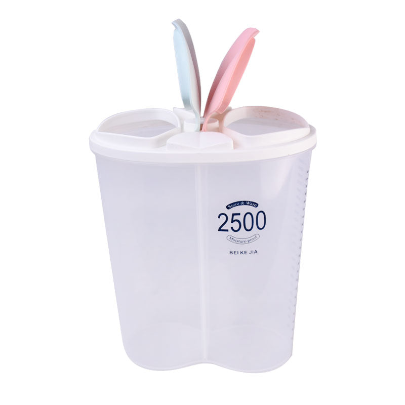 2500ml 2 Portions Food Grains and Dry Fruits Plastic Storage Container