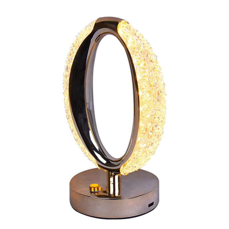 Rechargeable Luxury Eye Shaped Crystal Table Lamp With 3 Colors Touch Control