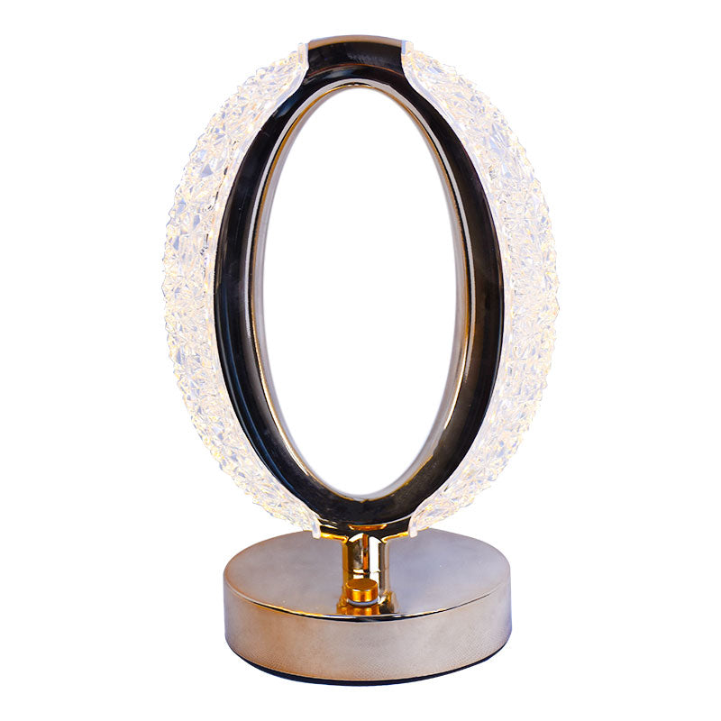 Rechargeable Luxury Eye Shaped Crystal Table Lamp With 3 Colors Touch Control