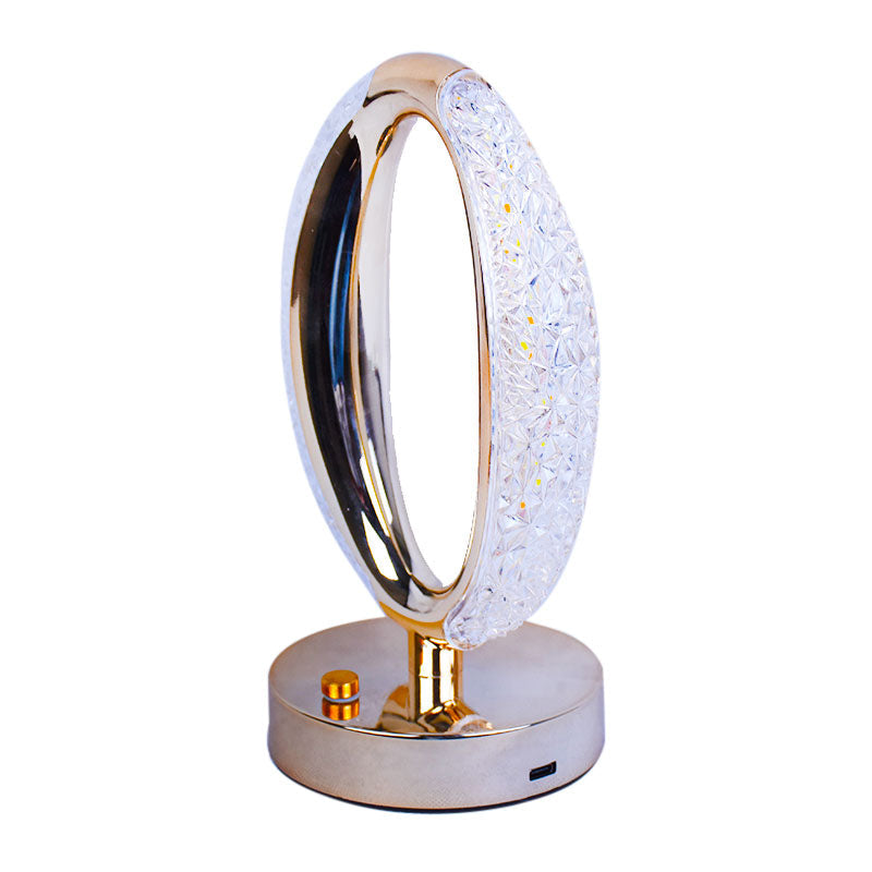 Rechargeable Luxury Eye Shaped Crystal Table Lamp With 3 Colors Touch Control