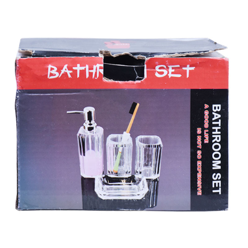 Oblong Shape Transparent 4 Pcs Acrylic Bathroom Accessories Set