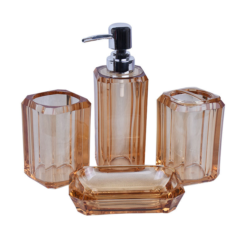 Oblong Shape Transparent 4 Pcs Acrylic Bathroom Accessories Set