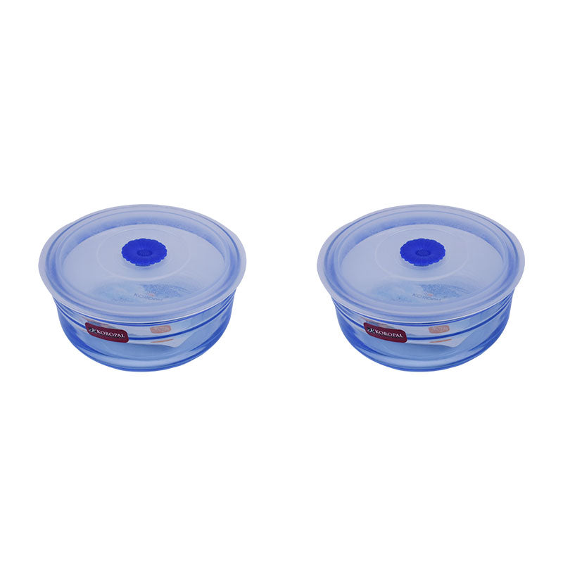 2 Pcs Koropal Food Container Glass Bowl with Airtight Plastic Lid