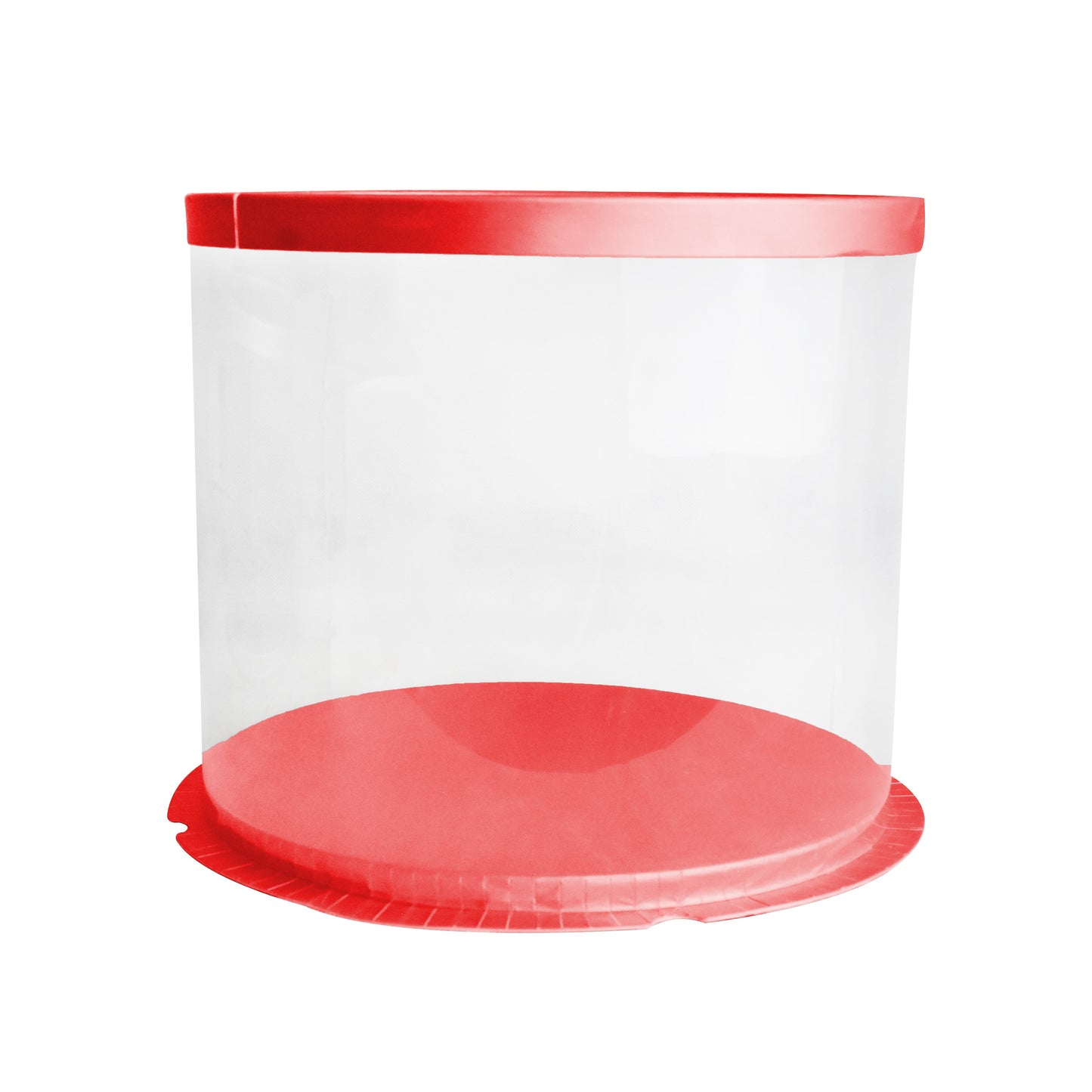 Transparent Cake Box Red With Base & Lid 10.3 X 10.3 X 9.5 Inch