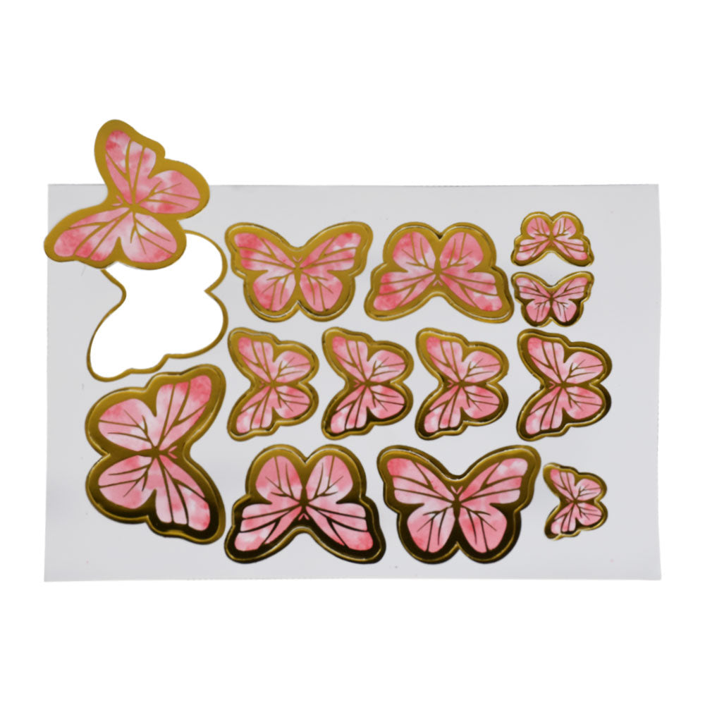 Pink Color Butterflies Cake Topper 13 Pcs Pack