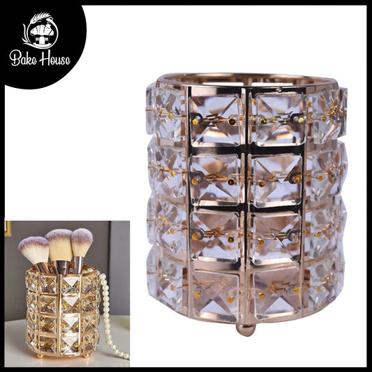 Decorative Rhinestones Makeup Storage Holder In Square Stones Design