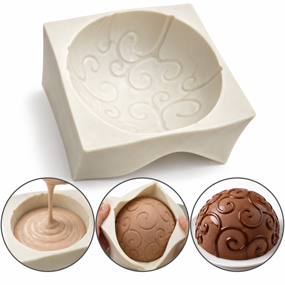 Swirl Design Dome Silicone Cake Mold