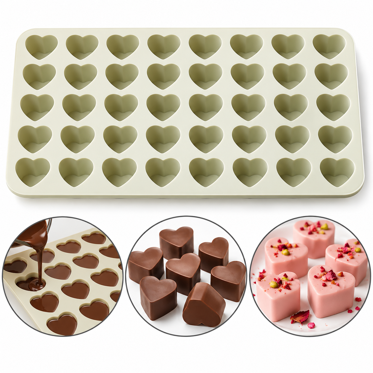 Heart Silicone Chocolate Mold 40 Cavity