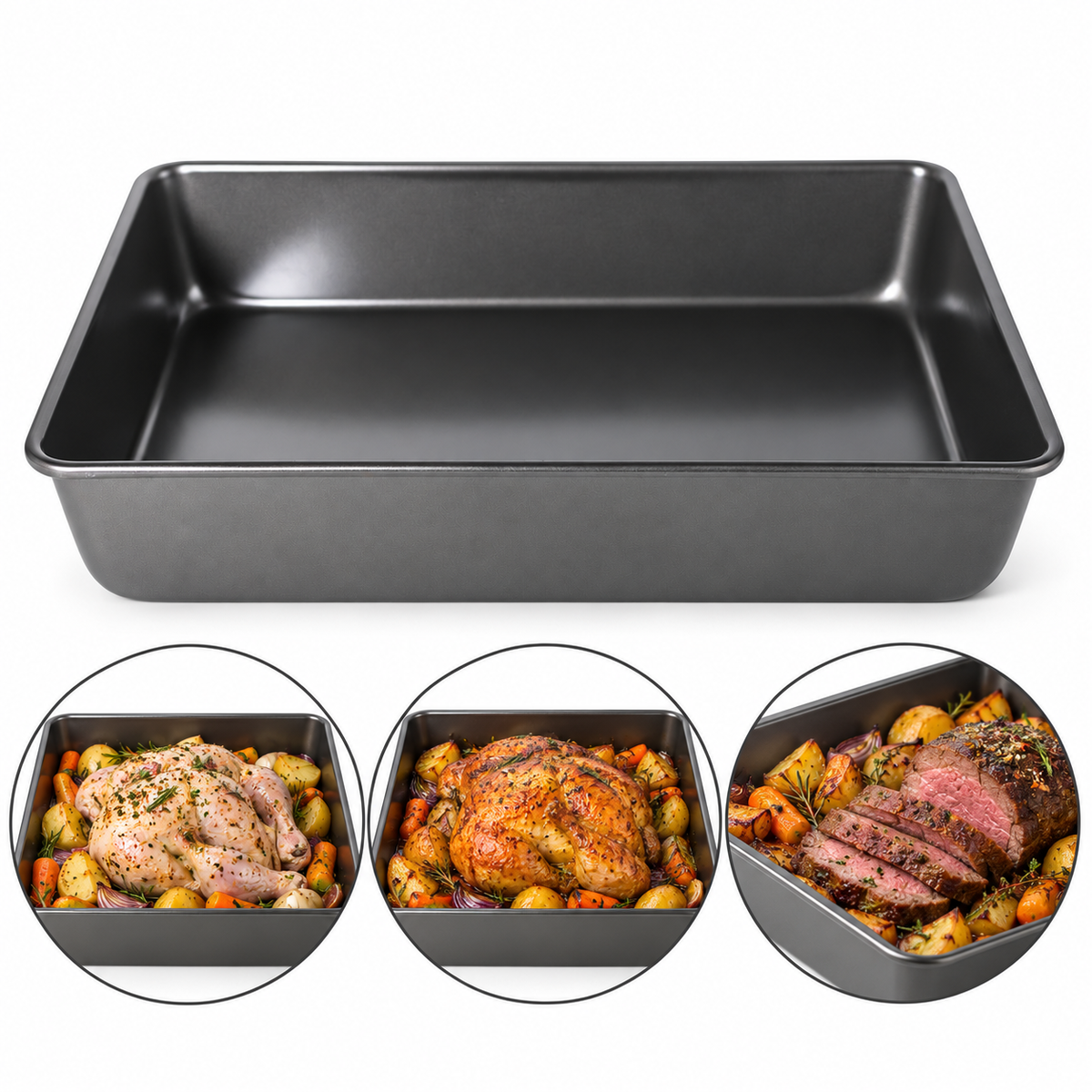 Non-Stick Large Deep Roasting Pan 38 x 26 x 7.5cm